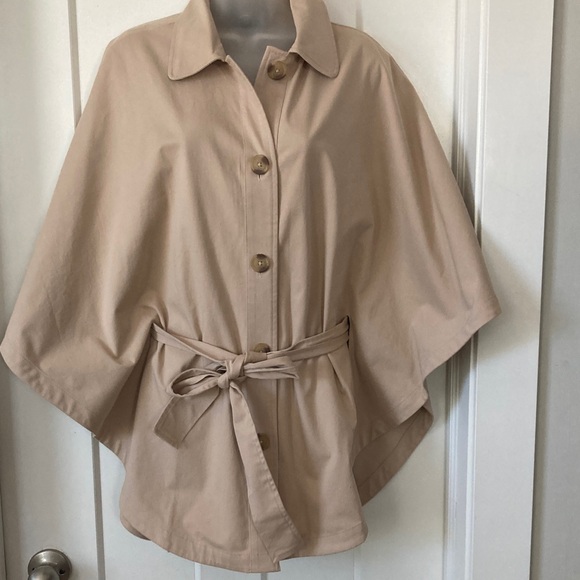 Ann Taylor Jackets & Blazers - Tan Cape Jacket ,Poncho! Belted,Size -XS/S, lined, 97% cotton, 3% spandex